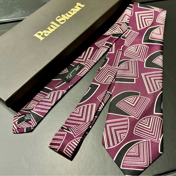 🎁PS HOLIDAY 26’🎁🆕💯🔥PHINEAS COLE X PAUL STUART DECO MOTIF TIE🔥STUNNING🔥
